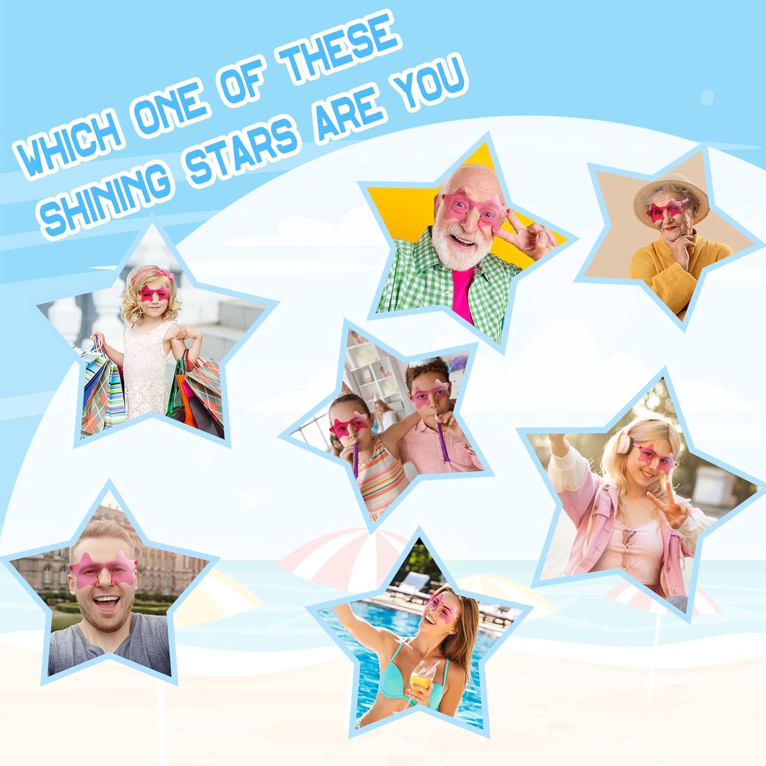 Morcheiong 10/20/30/40 Pack Star Sunglasses Colorful Rimless Sunglasses, Cool Pool Wedding Party Favor Pentagram Glasses - Image 6