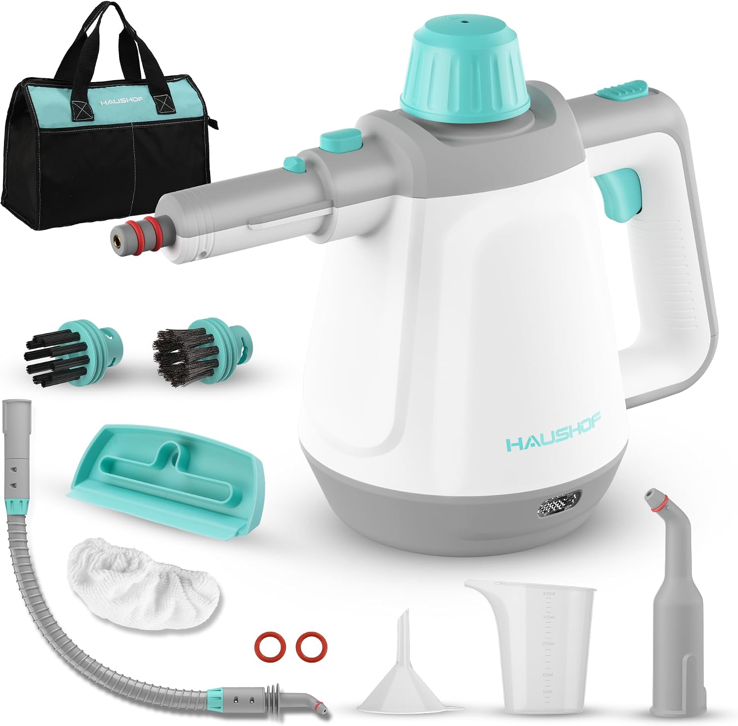 HAUSHOF Nettoyeur Vapeur a Main 450 ml Réservoir d'eau avec 8 Accessoires pour Adoucit Taches, Nettoyeur Vapeur Manuel Portable pour Canapé, Cuisine, Sol, Salle de Bain, Voiture - Amazon product rated Grade B