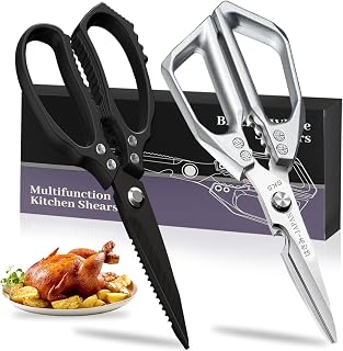 Kitchen Scissors Set, Heavy Duty Poultry Shears, Japanese Kitchen Shears for Meat, Chicken Bones, and Turkey, Stainless Steel Meat Scissors, Christmas Gifts for Men Women