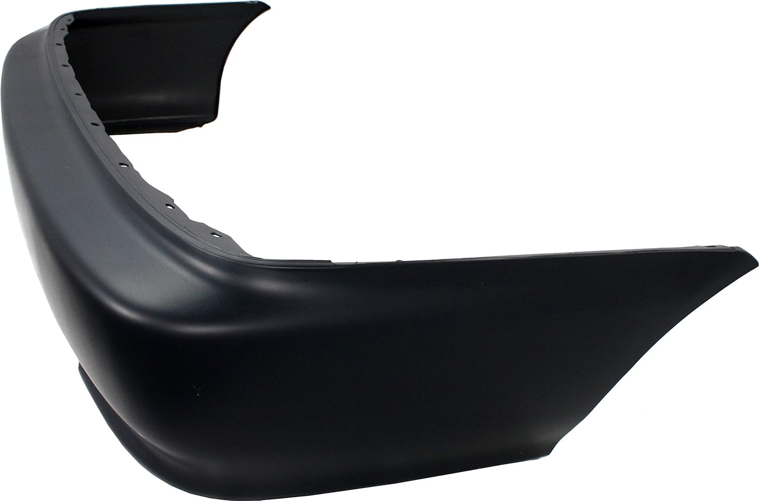 Аголна view of the Garage-Pro Rear Bumper Cover, highlighting the passenger side and curvature.