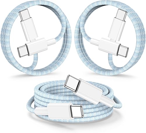 Vista 91 de Carplay - Cable de carga USB C para iPhone 16 15 Pro Max, paquete de 4 [3/3/6/6 pies] 60 W USB C a USB C cable y USB A a USBC cable de carga rápida