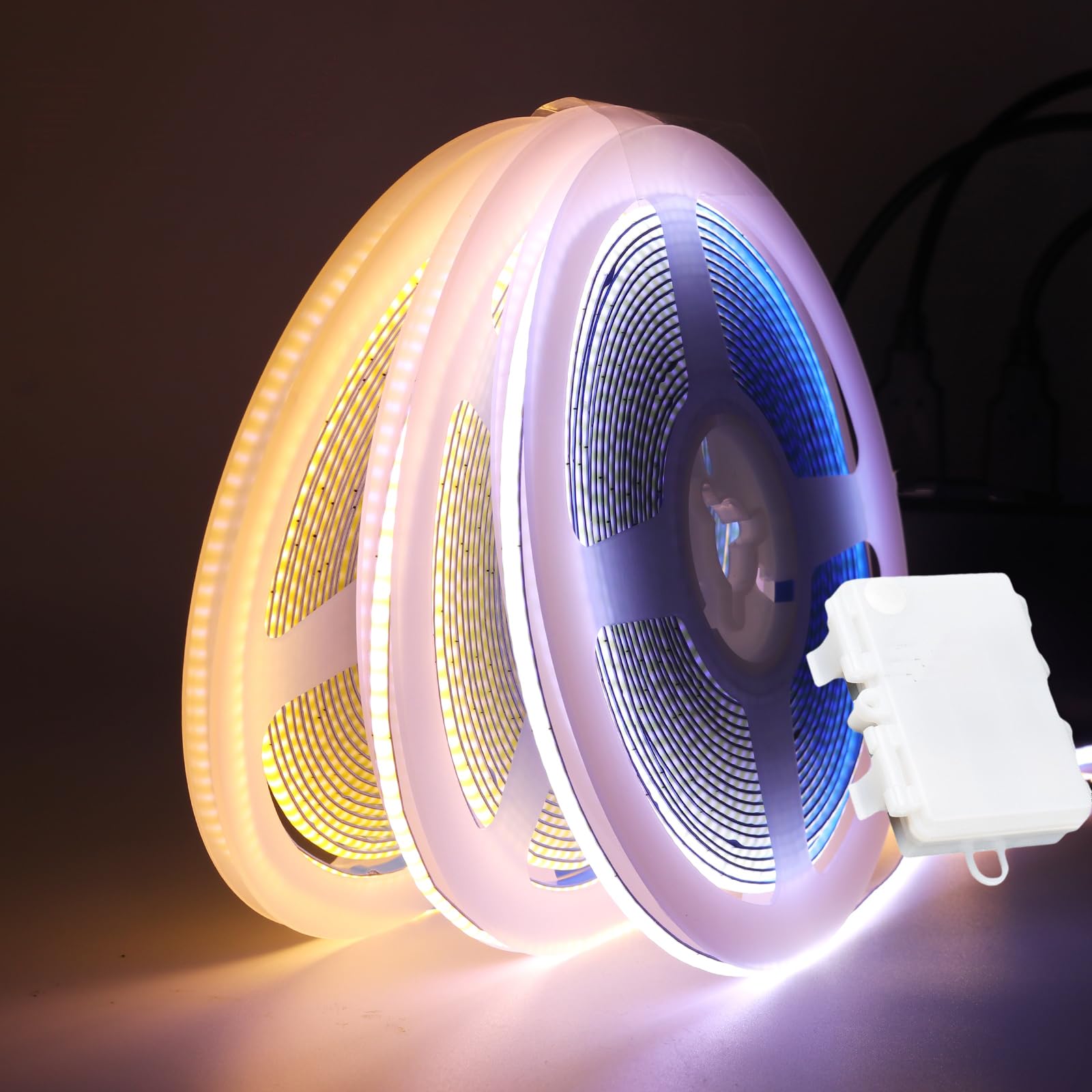 KISUFU 5V COB Led Light 3AA Battery Powered, 320 LEDs/m Self Adhesive 3MM Width Tape Lights for Kitchen Mirror Bedroom Cabinet Decor. (Without Battery Inside)