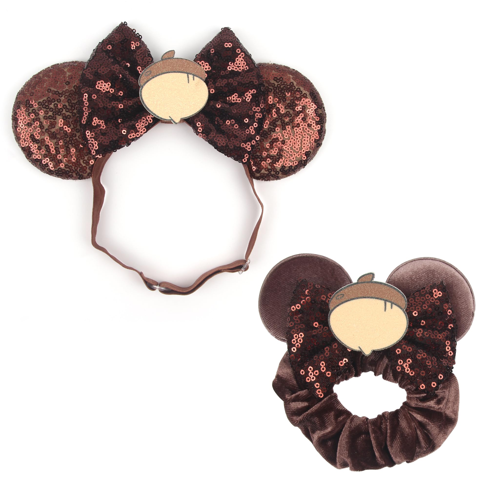 Bianbaistar Newborn Bows for Girls Toddler Hair Bows Brown Hazelnut Elastic Adjustable Headband Mouse Ears Scrunchies Essencial Accessories for Trip