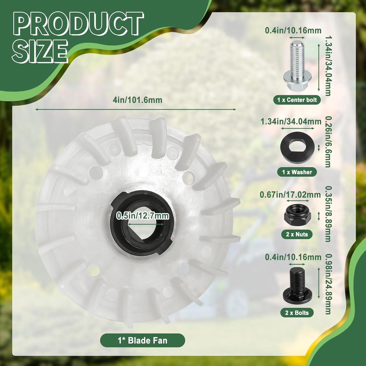 Lawn Mower Blade Installation Hardware Kit for E-GO POWER+ 21" Dual-Blade Mowers – Complete Replacement Set with Fan, Center Bolt, Washers, Lock Nuts & Blade Bolts | Fits LM2130SP, LM2150SP, LM2160SP