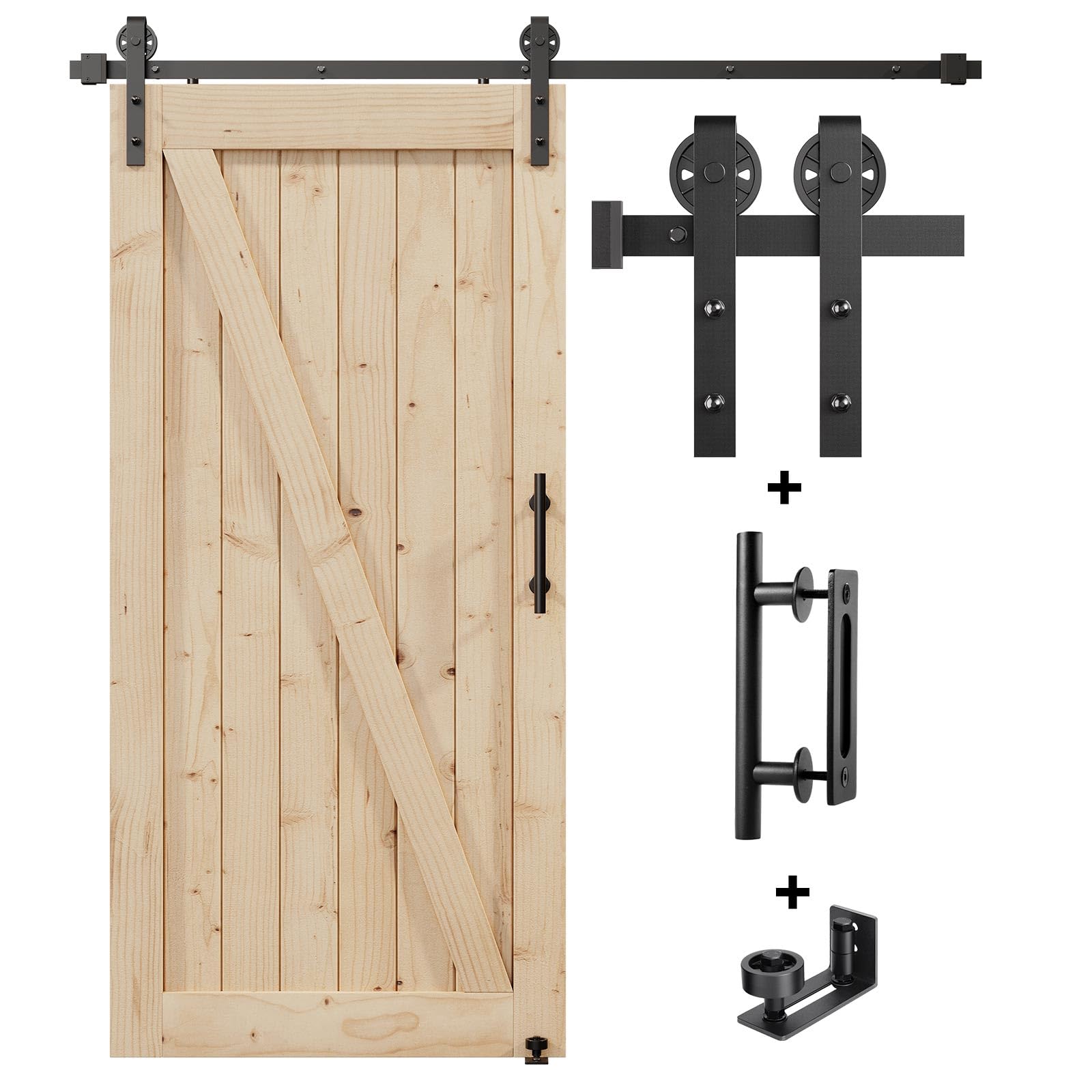 EaseLife 6.7FT Sliding Barn Door Hardware Track Kit & Handle,Big Industrial Spoke Wheel Pulley,Wall Mount,Slide Smoothly Quietly,Easy Install,Black,80" Track Fit for 36-38" Wide Opening (No Door) — Amazon image 13
