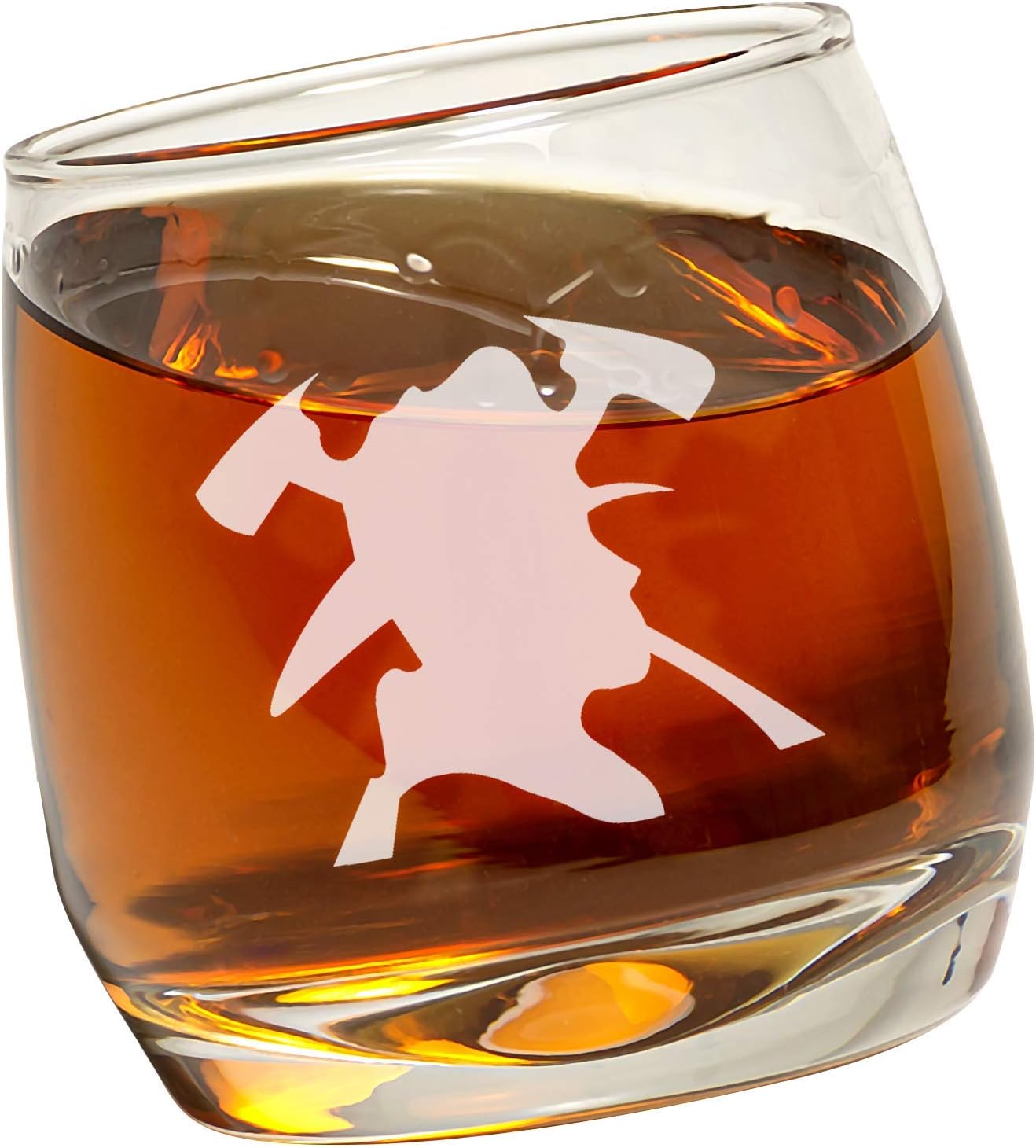 Fireman Whiskey Glasses (Set of 2) – Rounded Bottom, Rocks/Rotates Fireman Engraved Glass - Gifts for Whiskey Lovers - Fireman Present for Retirement, Graduation, Birthday – Fireman Home Décor
