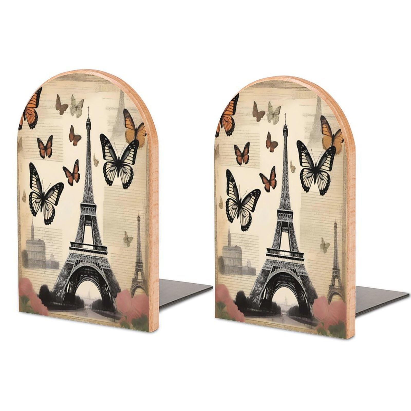 Sujetalibros de la Torre Eiffel vintage en madera premium para decoración de despachos
