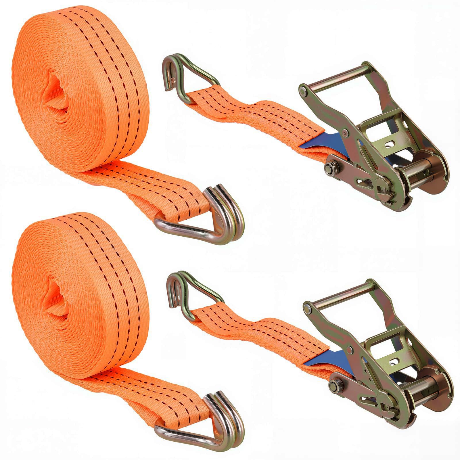 NAMYEUT 2 x 3000KG Ratchet Straps with Double Hooks, 6m x 38mm Heavy Duty Adjustable Lashing Strap for Vehicle Roof Racks, Vans, Motorcycles and Luggage Securing