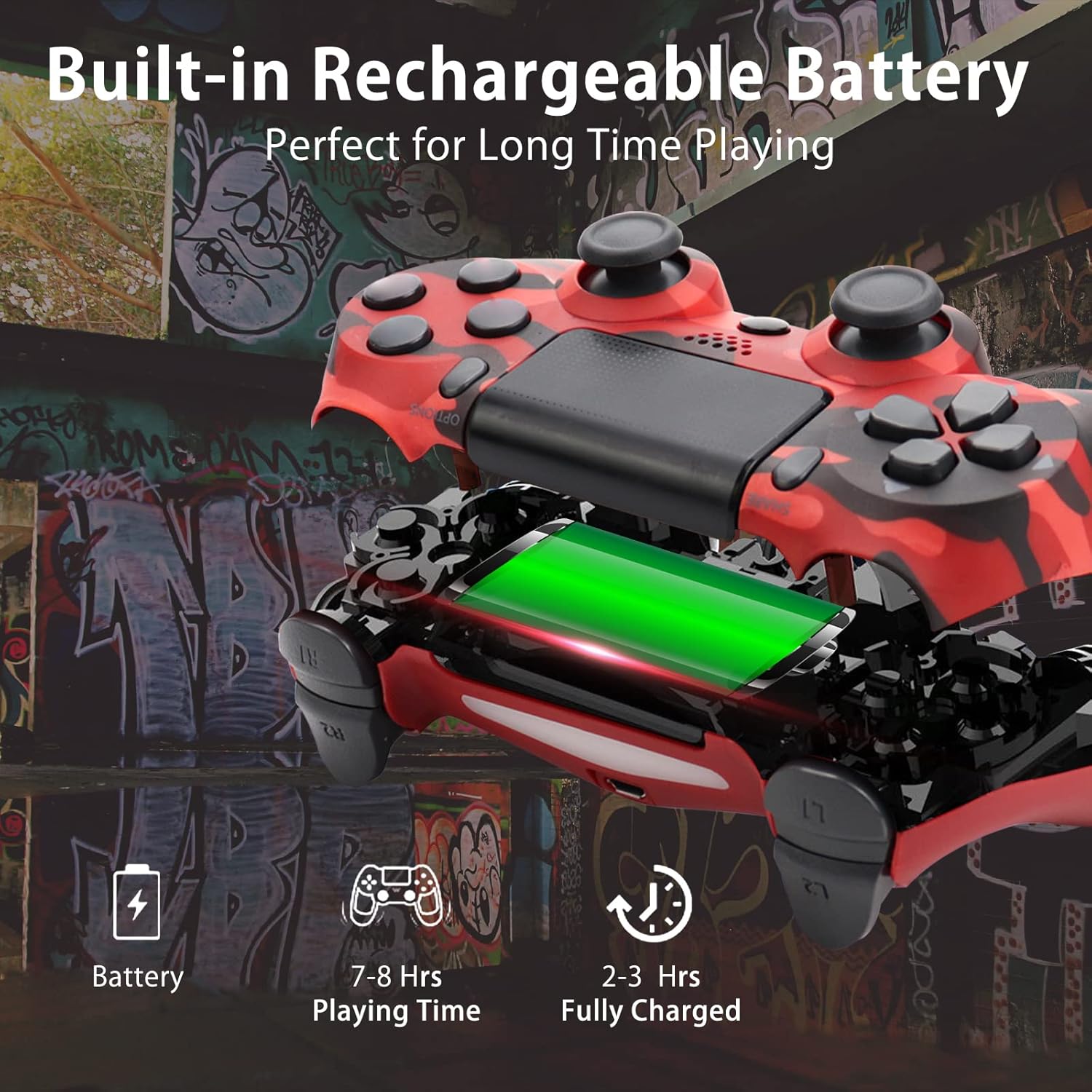 Best Deal Product Wireless Controller for PS4, Vinklan Game Controller for Playstation 4 with Dual Vibration and Charging Cable, Remote Control Gamepad for PS4/Slim/Pro Console (Red Camouflage)