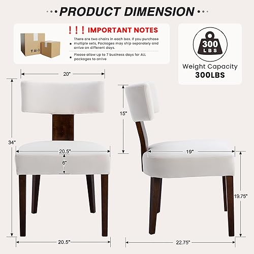 Miniatura 2 de HNY - Juego de 6 sillas de comedor modernas de mediados de siglo, sillas de cocina de terciopelo tapizadas con respaldo curvo, estilo granja, con