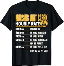 Nursing Unit Clerk Hourly Rate - Funny Hospital Unit Clerk T-Shirt