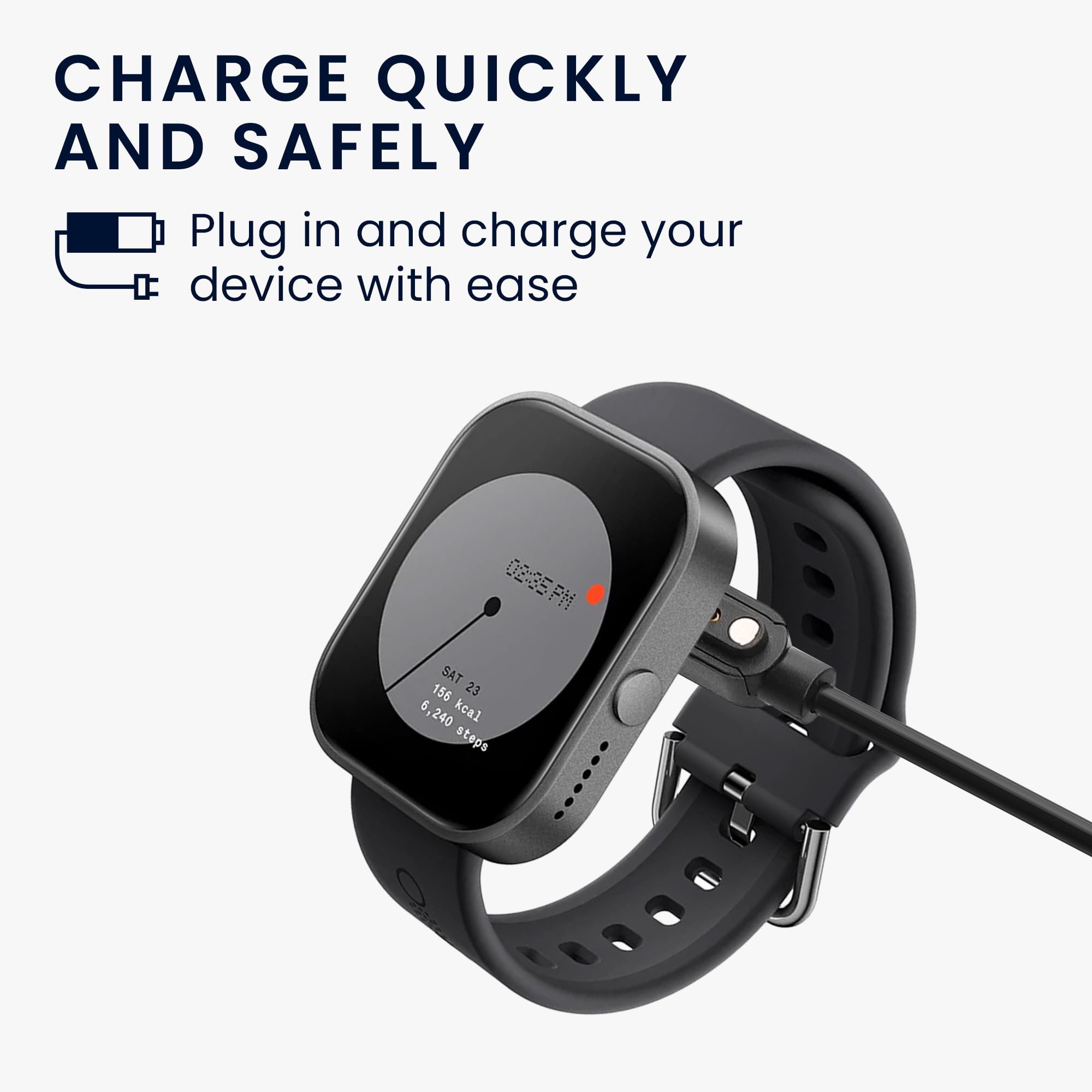 kwmobile USB Cable Charger Compatible with CMF by Nothing Watch Pro (D395) Cable - Charging Cord for Smart Watch - Black - Image 2