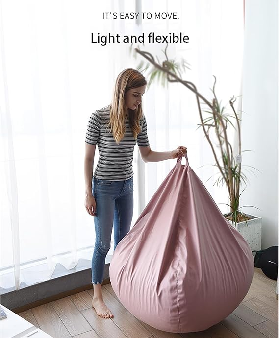 Contemporary Bean Bag Chair No Filling Washable for Home Bedroom Office Plush Toy Storage Revolution Yellow-XL