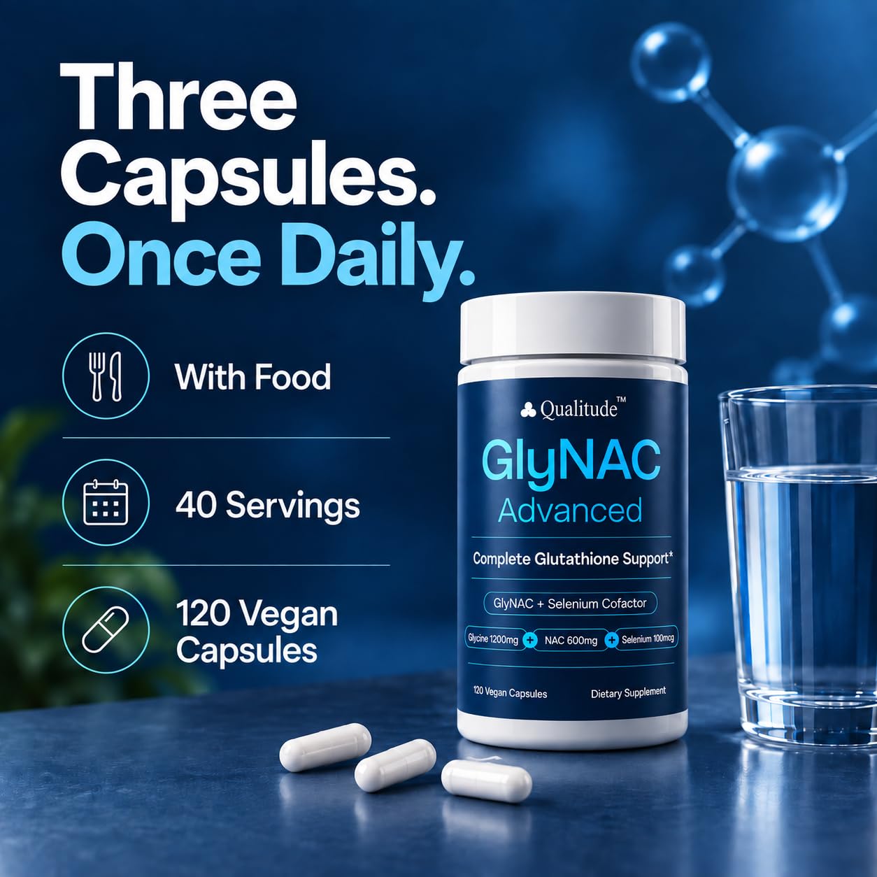 QUALITUDE GlyNAC Advanced Supplement 1800mg with Selenium, 120 Capsules — Amazon image 9