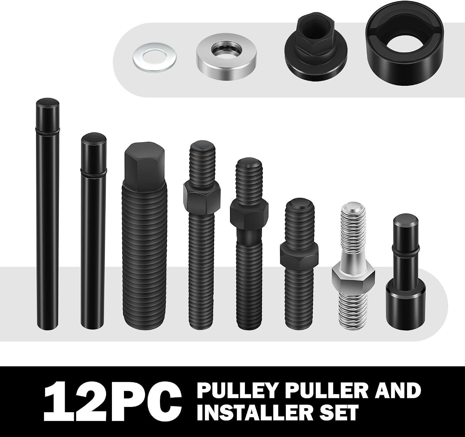 DNA Motoring 12Pcs Power Steering Pulley Puller Remover and Installer Tool Kit on Most Engines,TOOLS-00295 image 4
