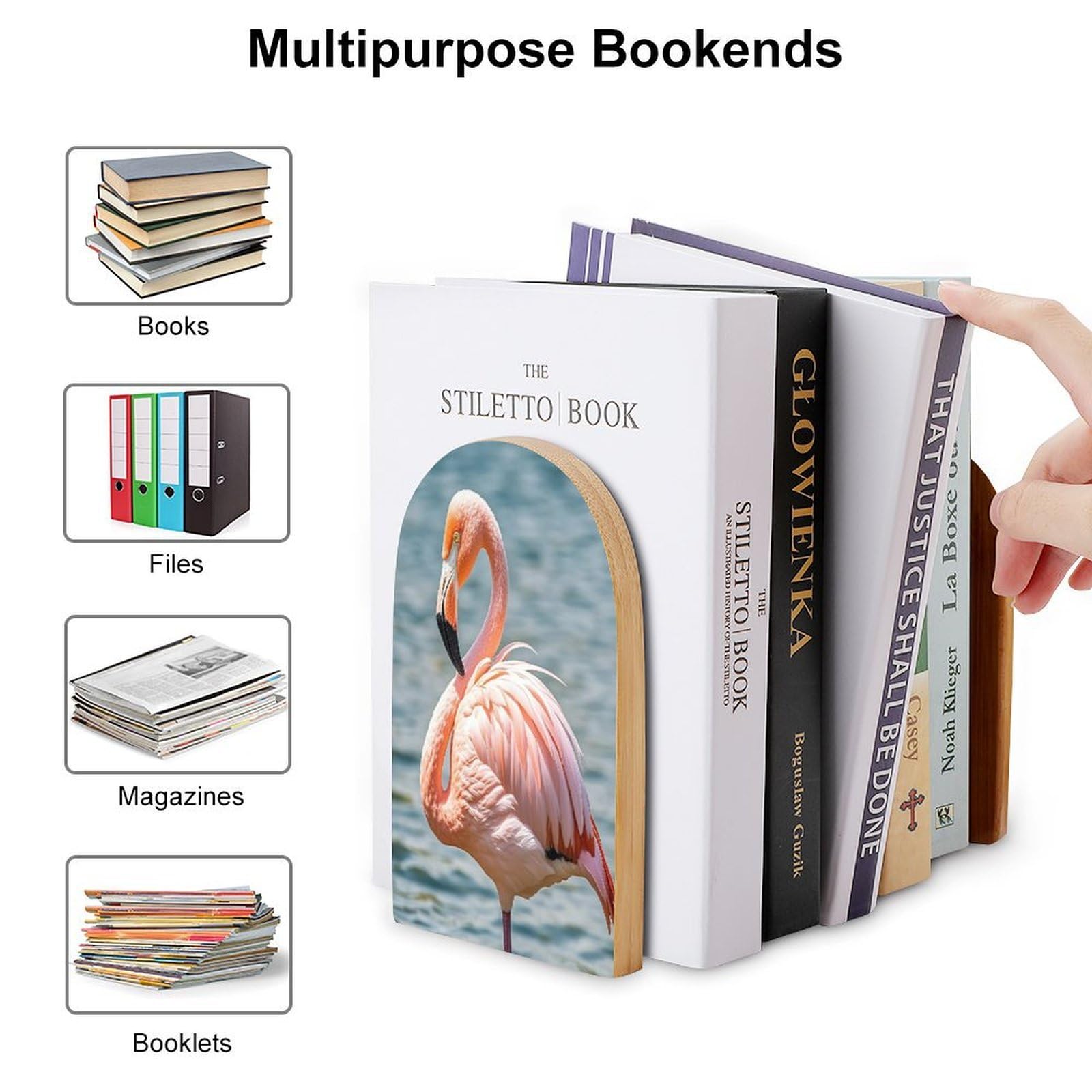 Amazon.com: Pink Flamingo Bookends Wooden Book Ends for Shelves