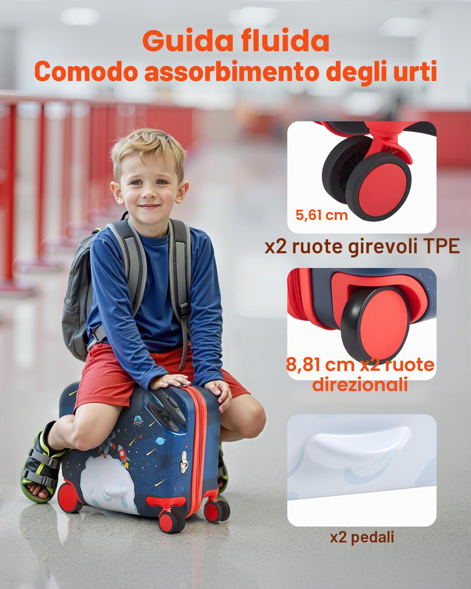 VEVOR Valigia per Monopattino da Viaggio Capienza 20L, Trolley per Scooter Carico max. 50 kg, Valigia per Scooter Impugnatura Antiscivolo in TPR, Monopattino Valigia con 4 Ruote, Blu e Bianco