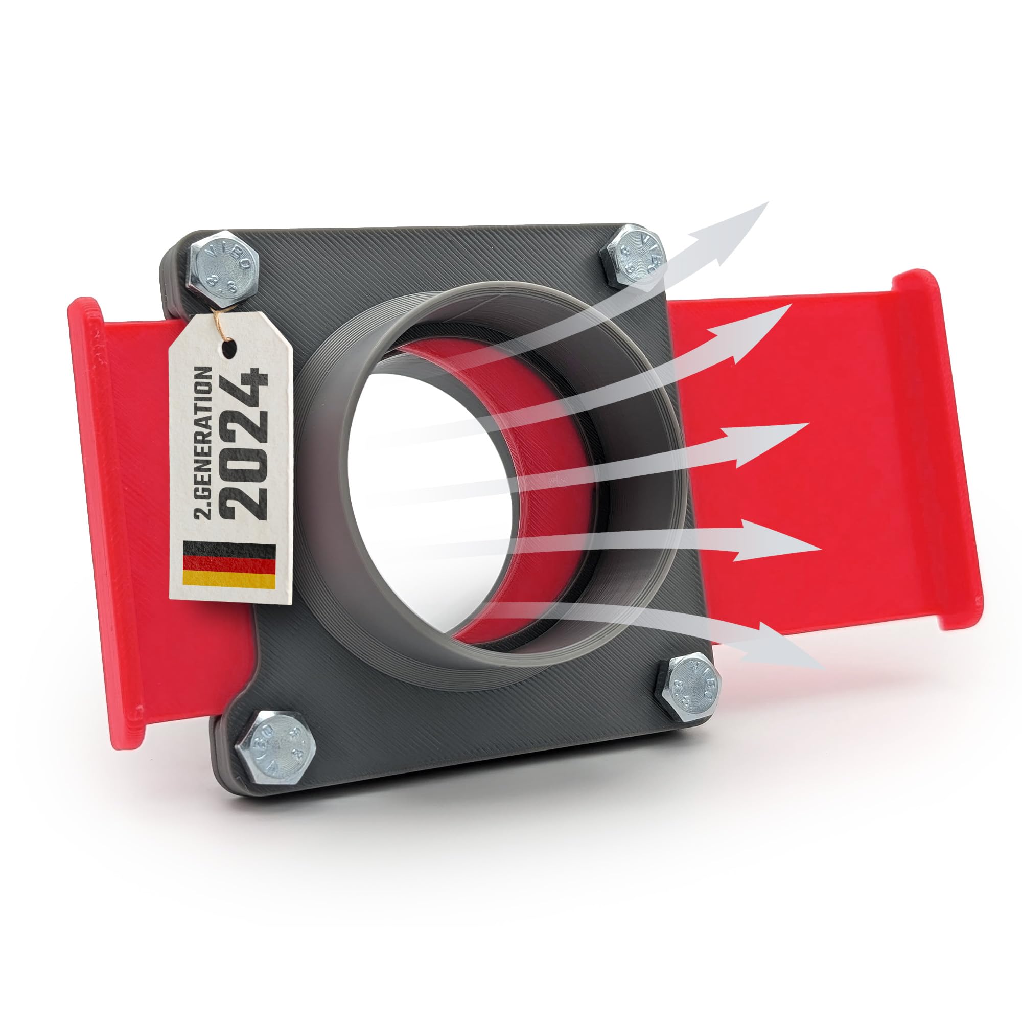 BlastGate - Valvola a saracinesca da 50mm DN50 per officina, aspirazione del flusso d'aria, robusta valvola a saracinesca PLA grigio/rosso per il controllo della polvere, lavorazione del legno e