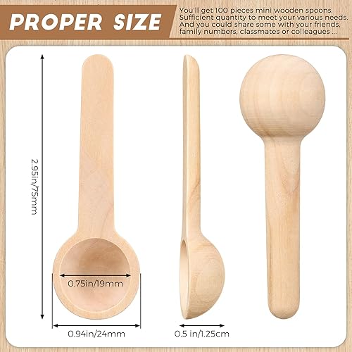 Miniatura 8 de Mini cucharas de madera, cucharas pequeñas de madera, condimentos, cucharas a granel para especias, café, condimentos, té, miel, azúcar, cocina,