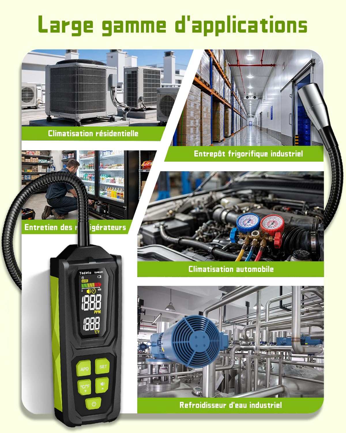 Détecteur de Fuite de Réfrigérant Rechargeable, Détecteur Fuite de fréon