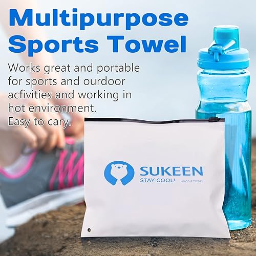Miniatura 9 de Sukeen Toalla refrescante con capucha, toallas de enfriamiento absorbentes de secado rápido para cuello y cara, protección solar UV, envolturas de