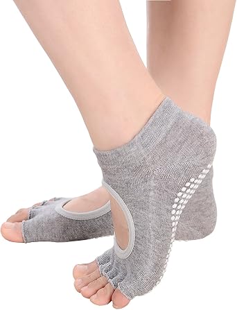 FREEBIRD99 4 Pairs Women Low Rise Non Slip Yoga Toeless Socks