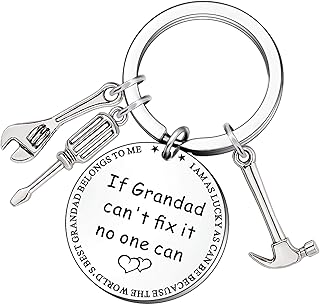 Grandad Gifts-Fathers Day Gift for Grandad Best Grandad Keyring Gifts for Grandad Birthday Christmas Present If Grandad Can't Fix it No One Can