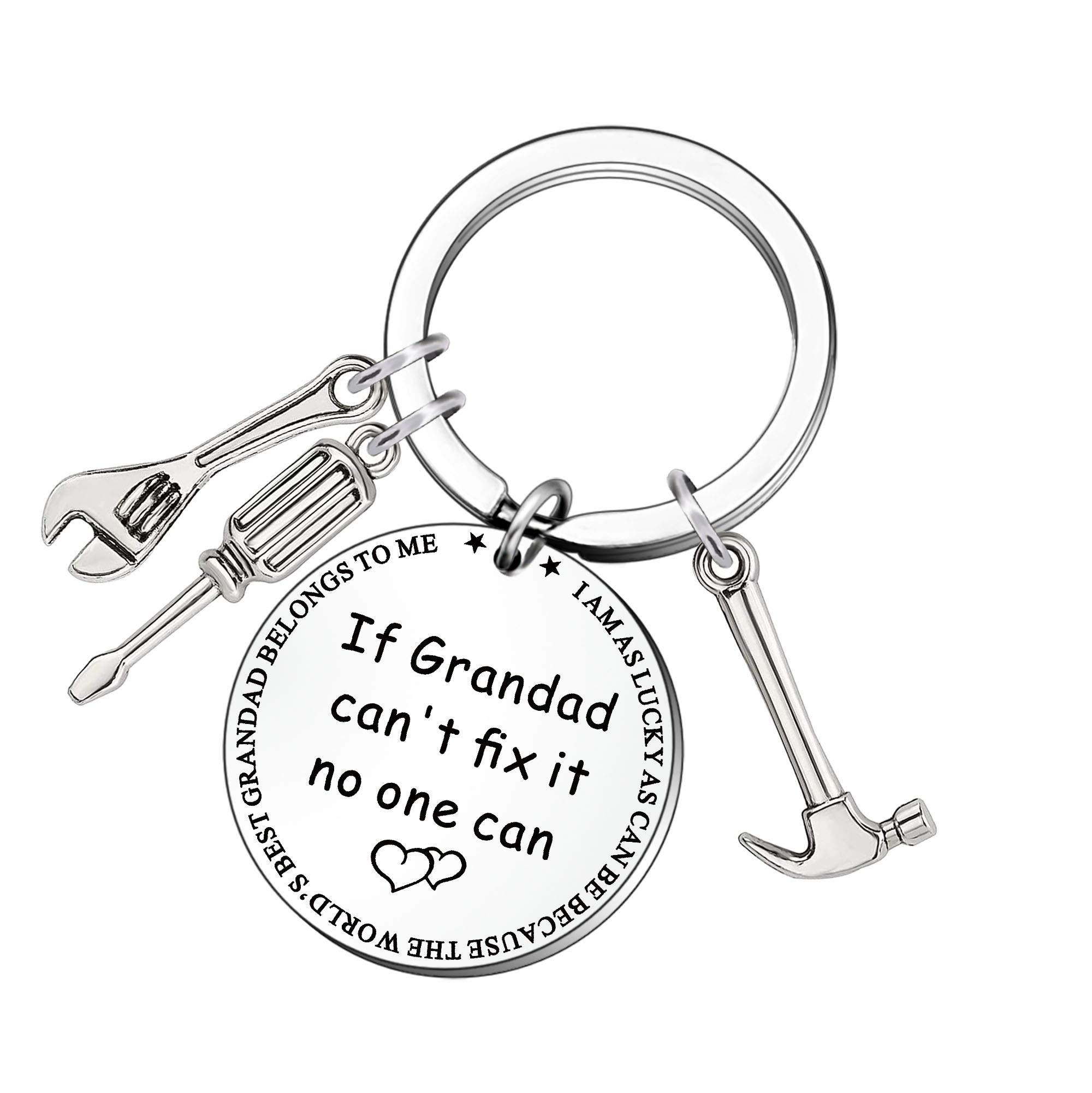 FMCC Grandad Gifts-Fathers Day Gift for Grandad Birthday Christmas Keyring If Grandads Can't Fix it No One Can