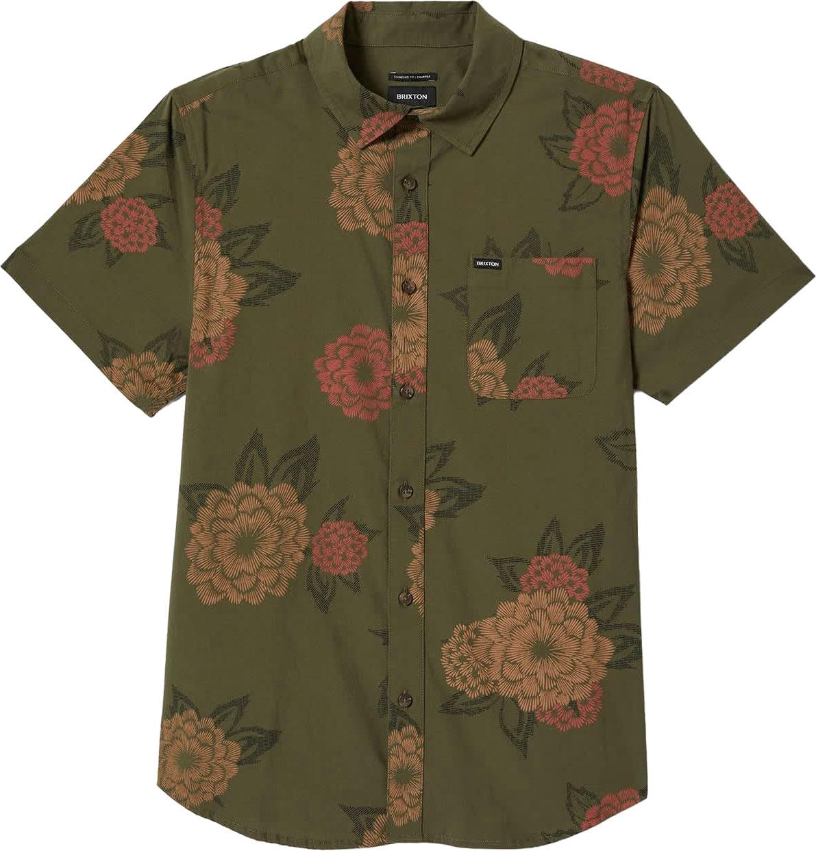 Brixton - Mens Charter Print Woven Shirt, Color Ivy Green/Painterly Floral, Size: XX-Large
