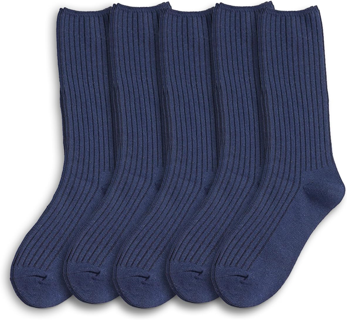 Women Crew Dress Socks Cotton Solid Color Slouch Sock for Dressy Shoes 5 Pack