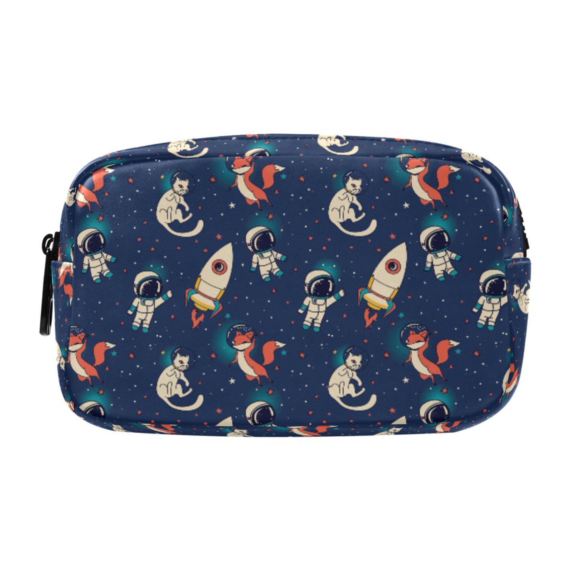 ALAZA Aesthetic Leather Pencil Case 2 Compartments Foxes and Cats Space — image 1