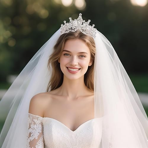 Vista 10 de Kamirola Corona de reina barroca, corona nupcial de diamantes de imitación y tiaras diadema de cristal para cumpleaños, graduación, concurso