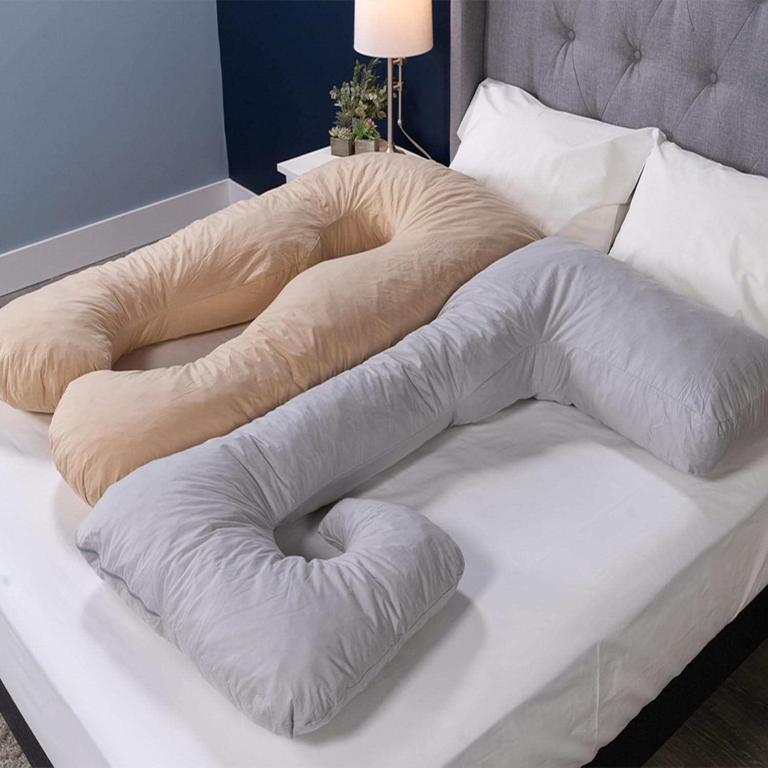 MyPillow Double U Shape Maternity Pillow – 56" x 30" Full Body Pregnancy Pillow with Removable Zippered Cover, Sky Blue