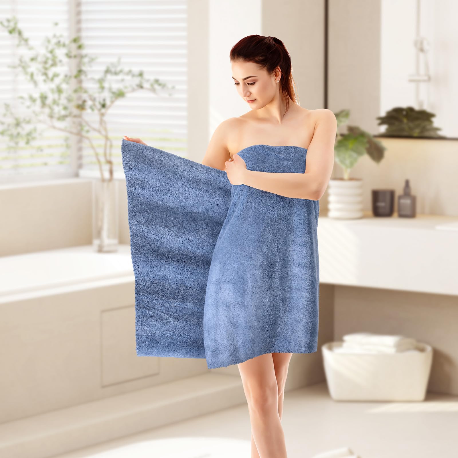 Ensemble de Serviettes de Bain 5 Pièces en Tissu Fin | Grand Format, Polyester et Nylon, Usage Spa et Voyage, Toucher Doux, Forte Absorption
