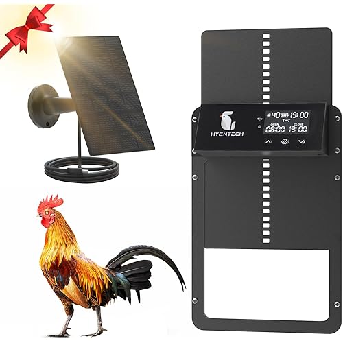 Automatic Chicken Coop Door,Aluminum Chicken Coop Door with Anti-Pinch Feature,Automatic Chicken Door with LCD Display,Multi-Modes for Chicken Door,Solar Chicken Coop with Timer & Light Sensor
