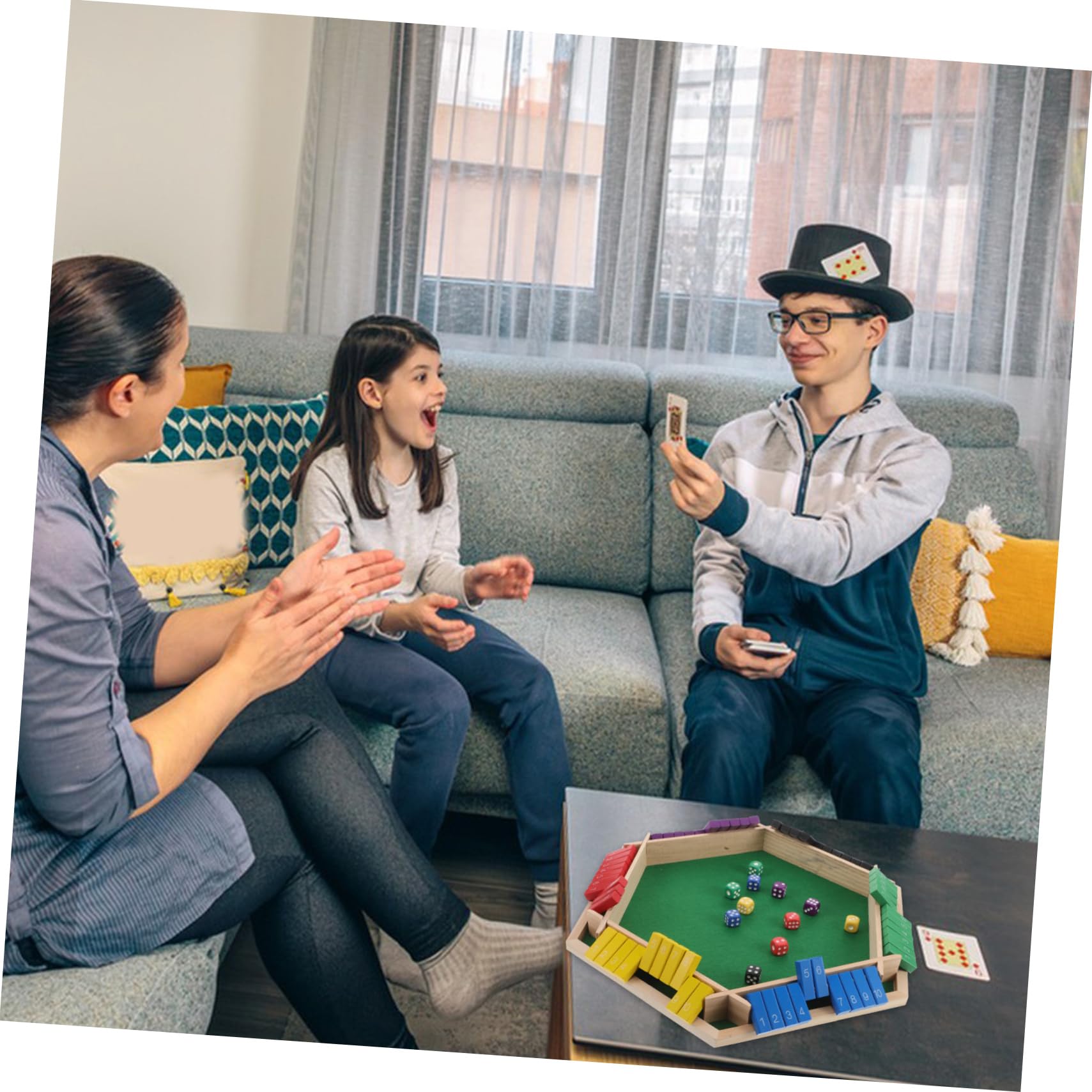 HANABASS Tavolo da Gioco Multifunzione in Legno, Gioco da Tavola per Bere, Intrattenimento Interattivo per Bar e Feste, 6 Facce