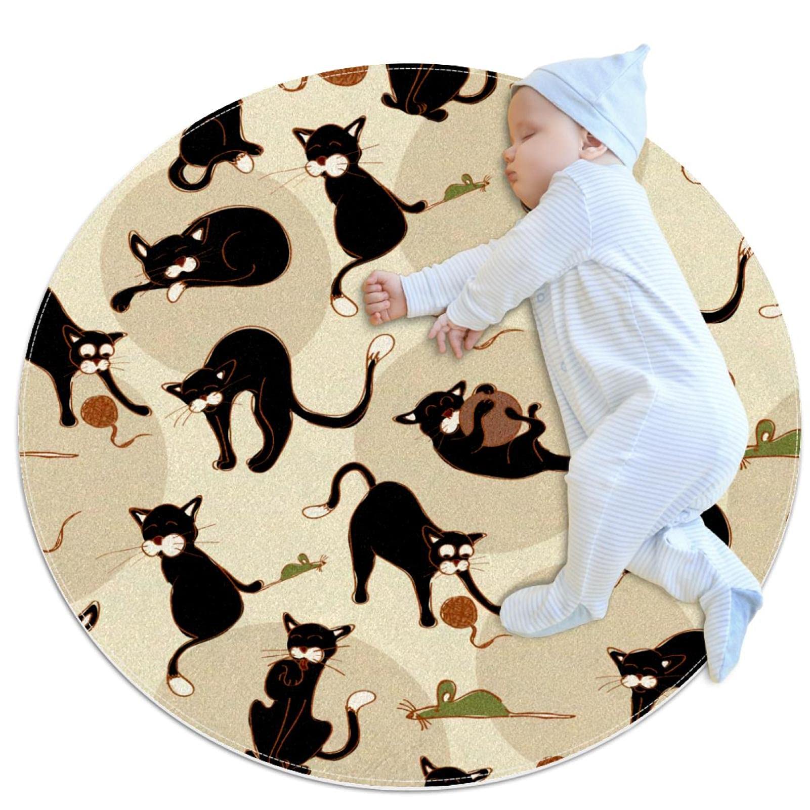 Tapis motif des chats JDEZ rond pour créer une ambiance cocooning et douce