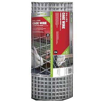 YARDGARD 1 in. Mesh Welded Wire Fence Roll, 24 in. x 25 ft., 16 Gauge Galvanized Steel Wire Fence for Rabbit Fence, Cage Wire, Chicken Wire Alternative, Garden Fence and Small Animal Enclosures