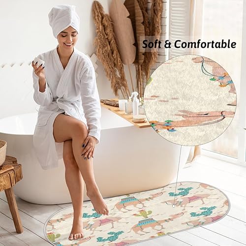 Miniatura 4 de Camels - Alfombra ovalada suave y esponjosa para dormitorio, 20 x 47 pulgadas, alfombra de felpa lanuda de felpa lanuda antideslizante, absorbente,