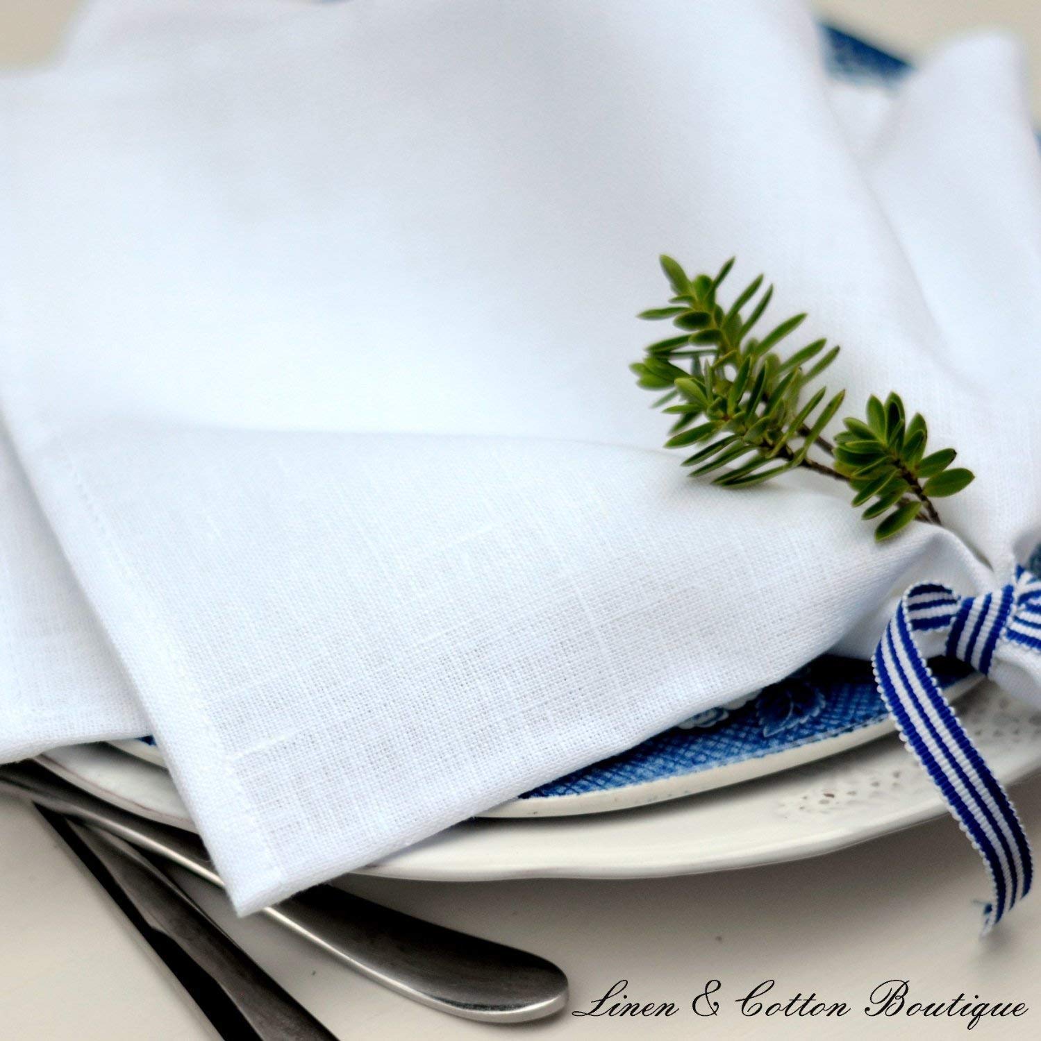 Lot De 4 Serviettes De Table 100% Coton Crème - Maison