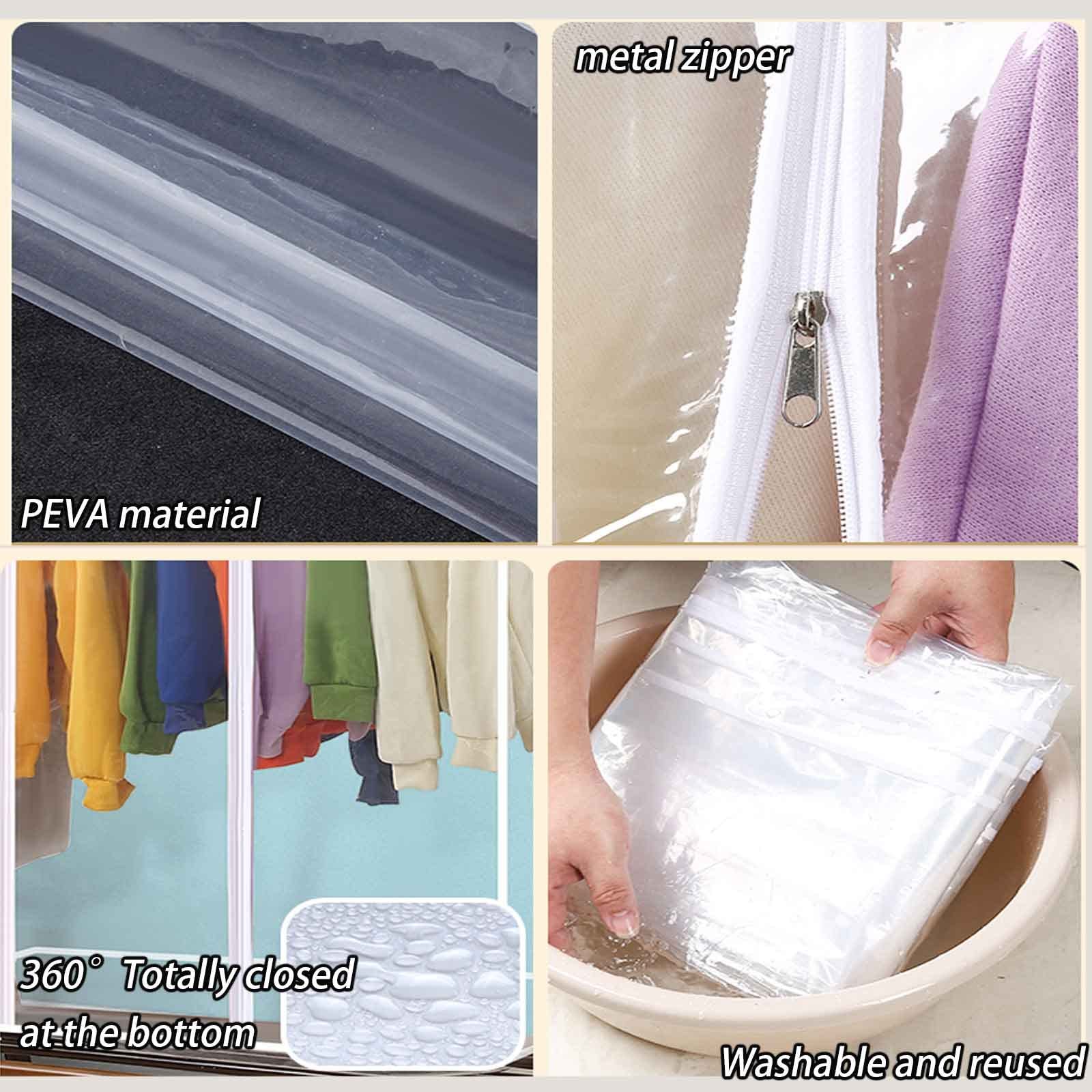Cubierta para riel para ropa de 3,9 pies de alto, con cremallera Vestido translúcido Funda antipolvo Protector de traje transpirable a prueba de humedad Bolsas de ropa de viaje lavables (Tamaño: