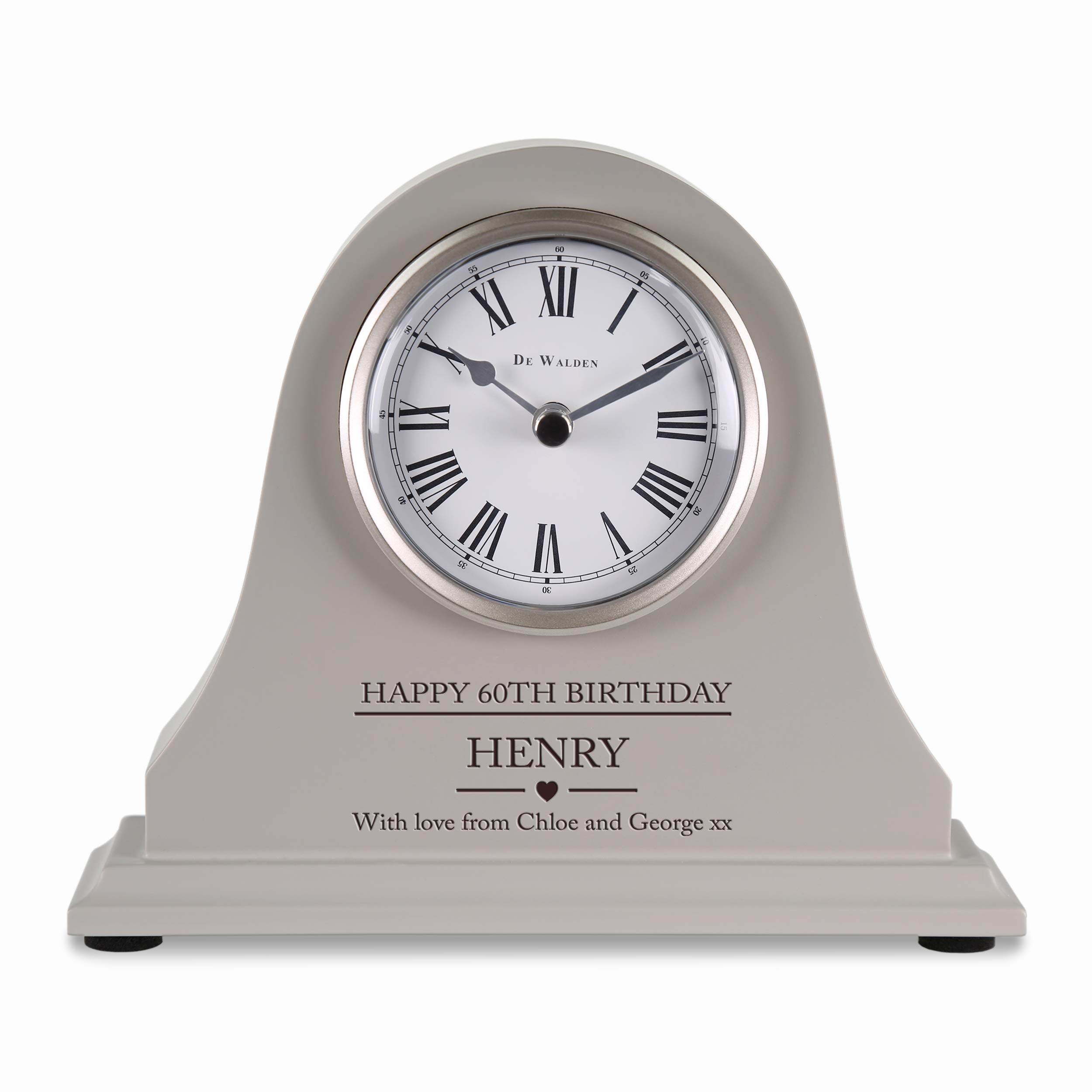 De Walden Boys Grey Clock In Cardboard Box 60Th Birthday Personalised Engraved Grey Mantel Clock Sixty Years Mens Gift
