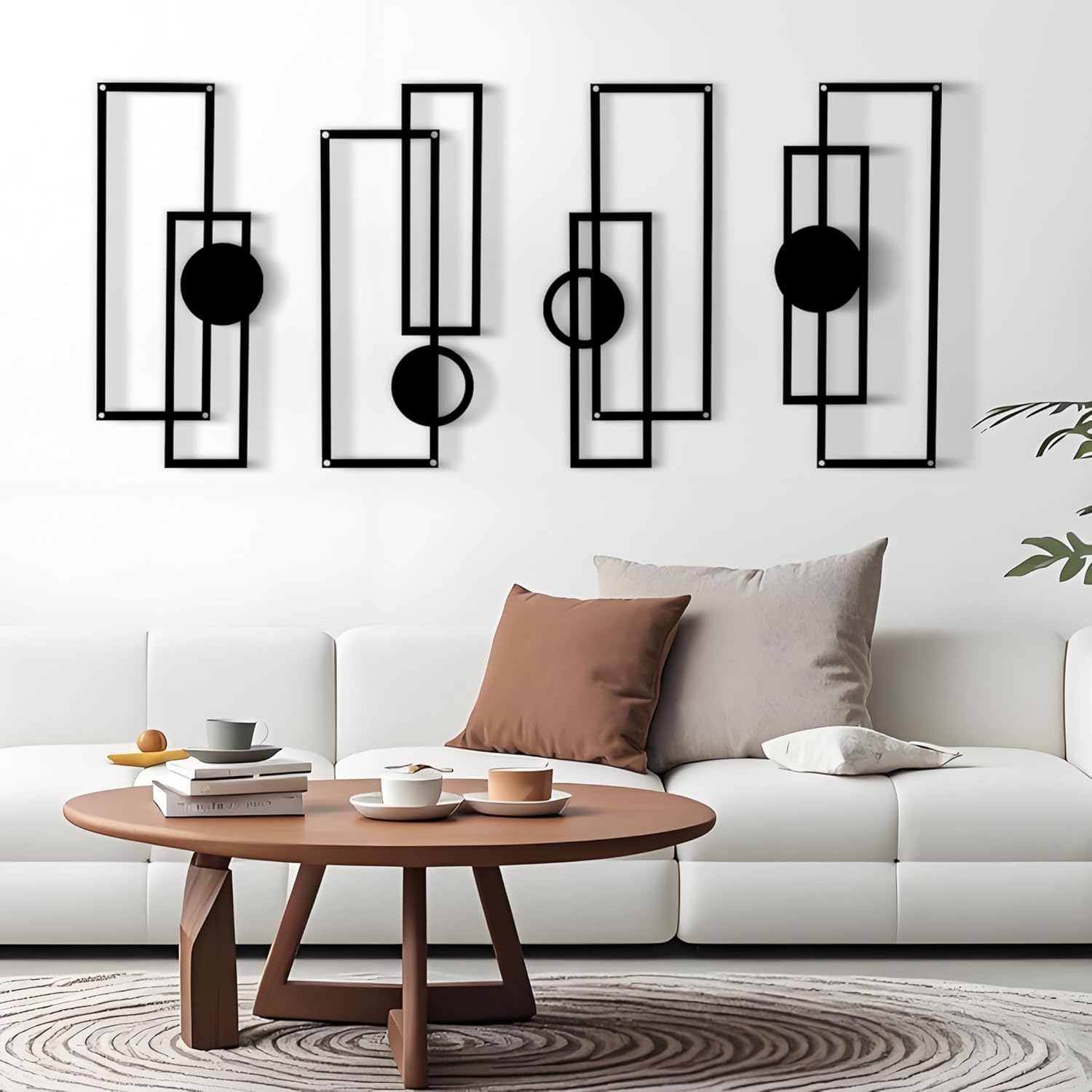 DICYWUDI Large 4 Pieces Gold Metal Wall Arts,16.5 x 7 inch Modern Geometric Decor Hanging for Indoor Kitchen Bathroom Bedroom Living Room Dining Roomm