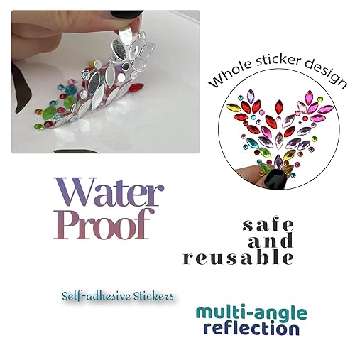 Miniatura 5 de Juego de 6 gemas de cara de sirena, autoadhesivas, calcomanías de gemas para festivales, ojos, cuerpo, cara, accesorios de festival de cristal para