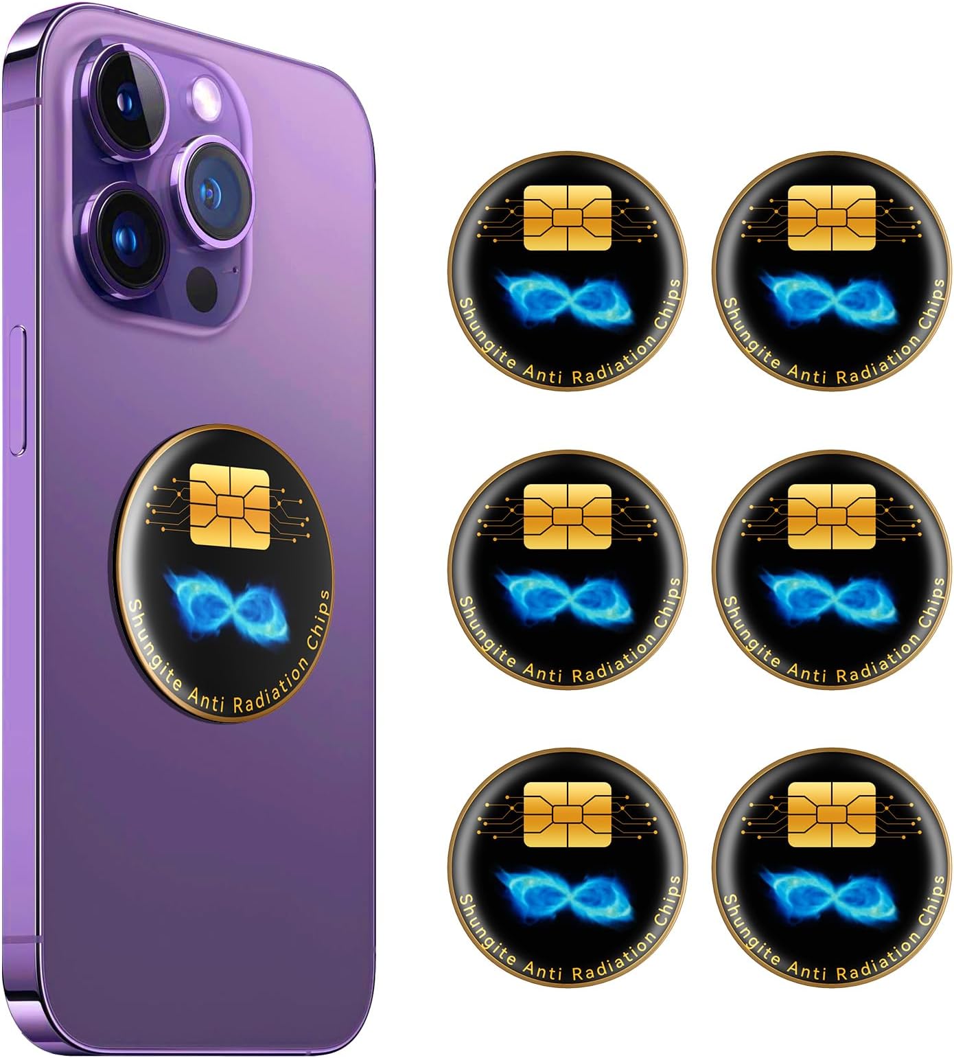 Cell Phone Protection Neutralizers Stickers for Smart Phones/Tablets/Laptops/Computer/WiFi/Priner/TV Electronic Devices Blocker 6 Pcs Black