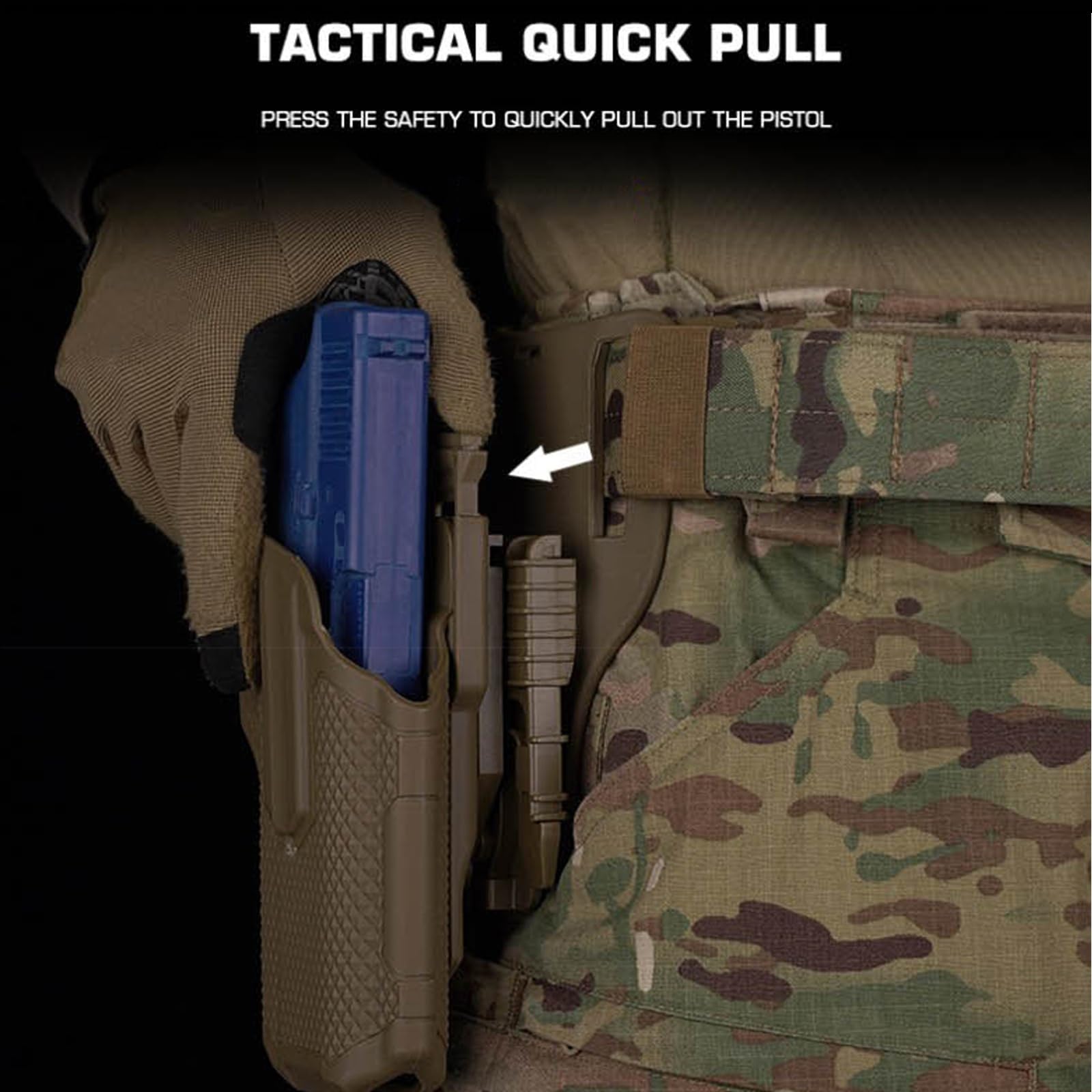 Fondina Tattica Per Pistola + Set Di Cinghie Per Coscia Con Sgancio Rapido QLS, Accessorio Universale Per Fondina Da Caccia Per Softair Paintball E Tiro