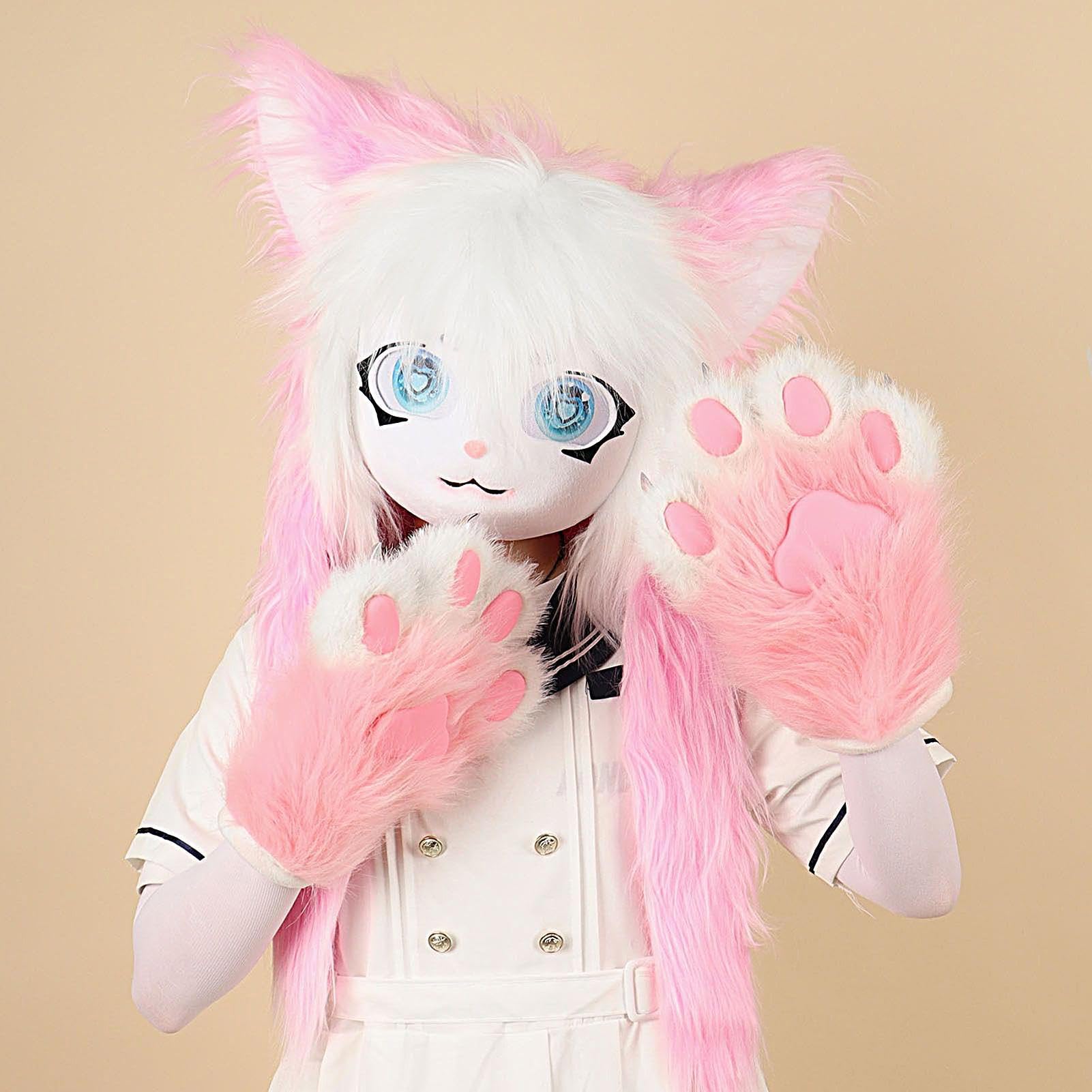 Furry Cosplay Copricapo Peluche Realistico Accessorio Travestimento | Maschera Integrale Per Donne Uomini Masquerade Cosplay Festa Anime Convention Teatro Spettacolo Performance