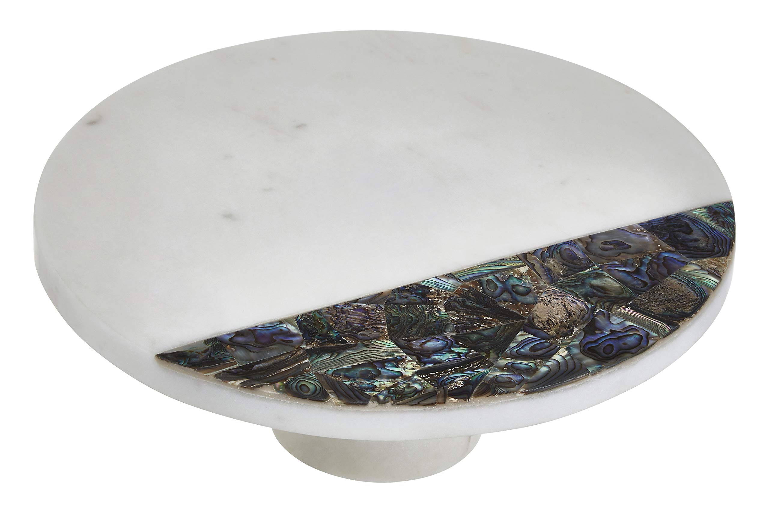 Maison By Premier White Marble And Paua Shell Round Cake Stand