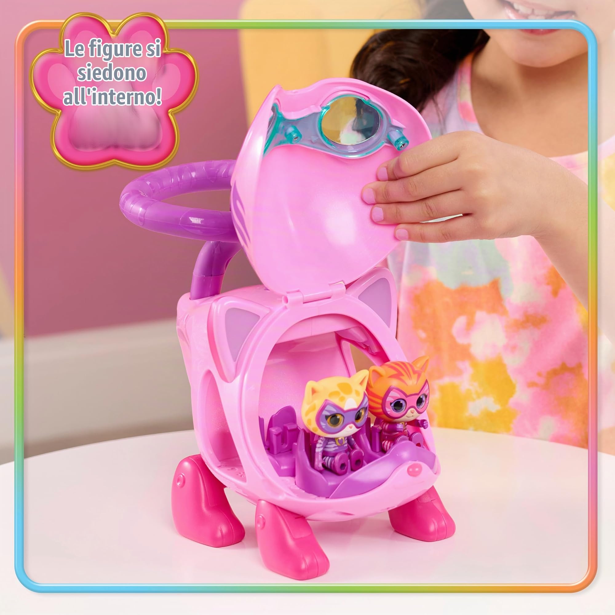 Just Play Elicottero Disney Junior SuperKitties Su-Purr Wild Kitty con luci e suoni, 14 cm, 3 pezzi, personaggi con forma modificabile, giocattoli per bambini dai 3 anni