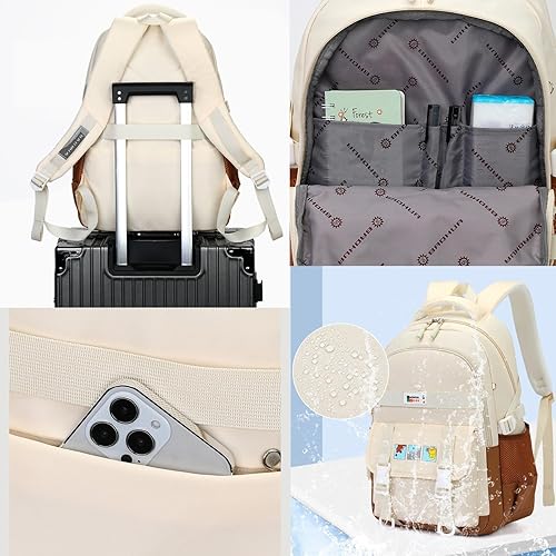 Miniatura 5 de Mochila Kawaii con bonitos accesorios, bolsas de equipaje de viaje al aire libre, mochila casual impermeable para laptop para mujer, Negro -,